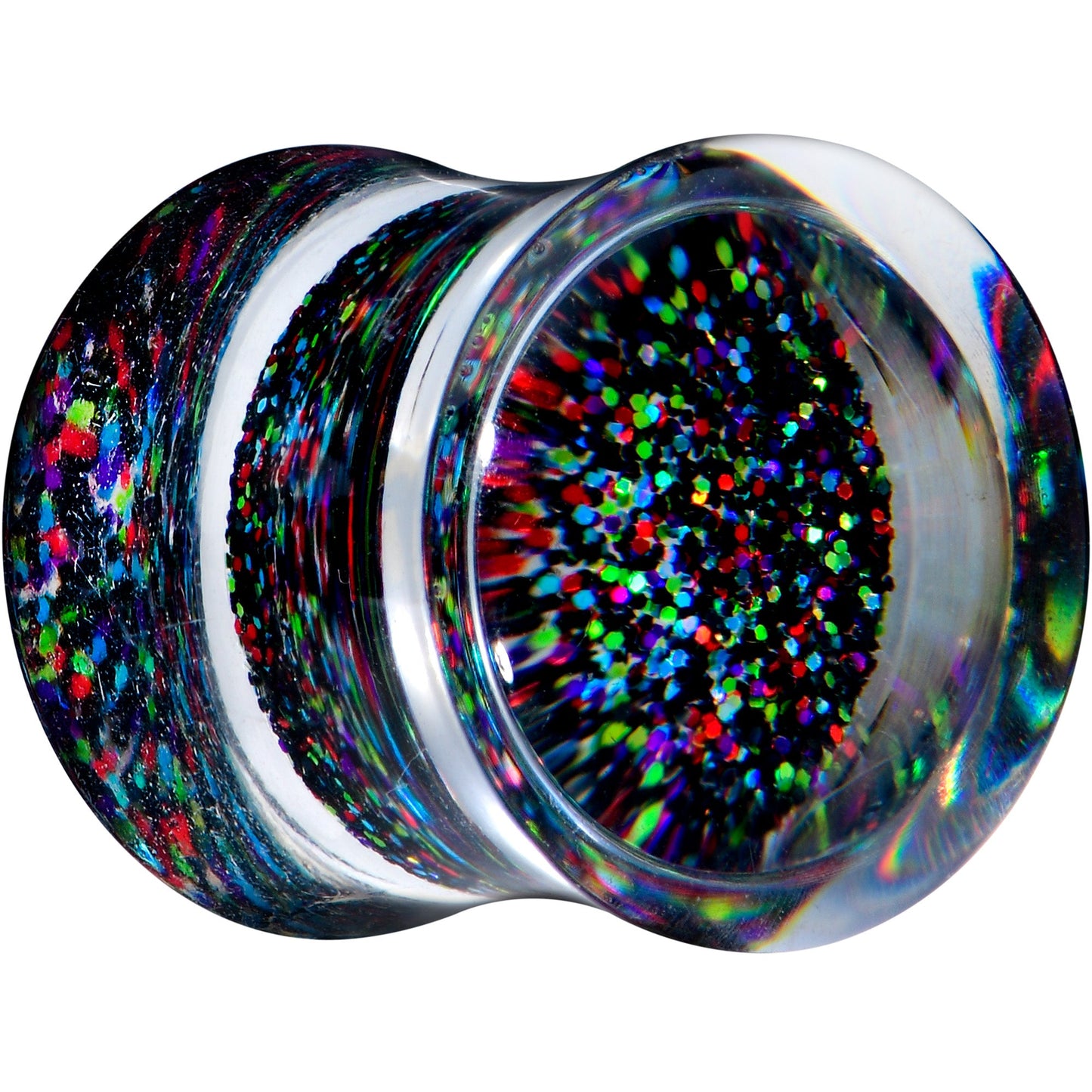 Clear Black Acrylic Rainbow Glitter Glam Saddle Plug Set - - PLUG Saddle