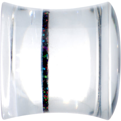 Clear Black Acrylic Rainbow Glitter Glam Saddle Plug Set - - PLUG Saddle