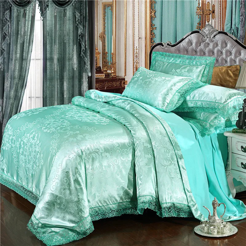 Duvet Cover Set Quilt Cover Lace Edge Jacquard Weave Bedding Set