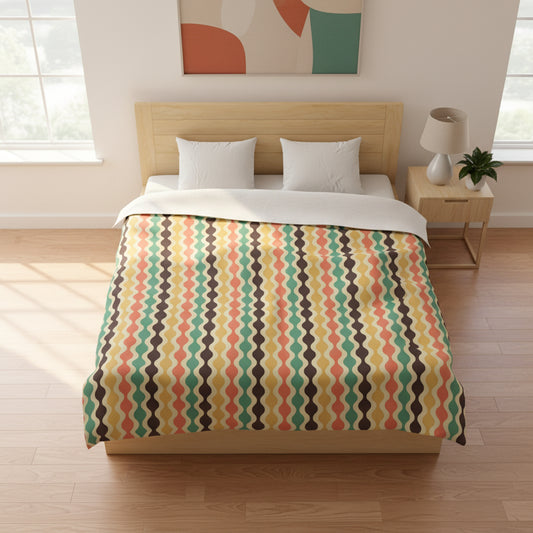 Wavy Pattern Microfiber Duvet Cover - King White - Home Decor