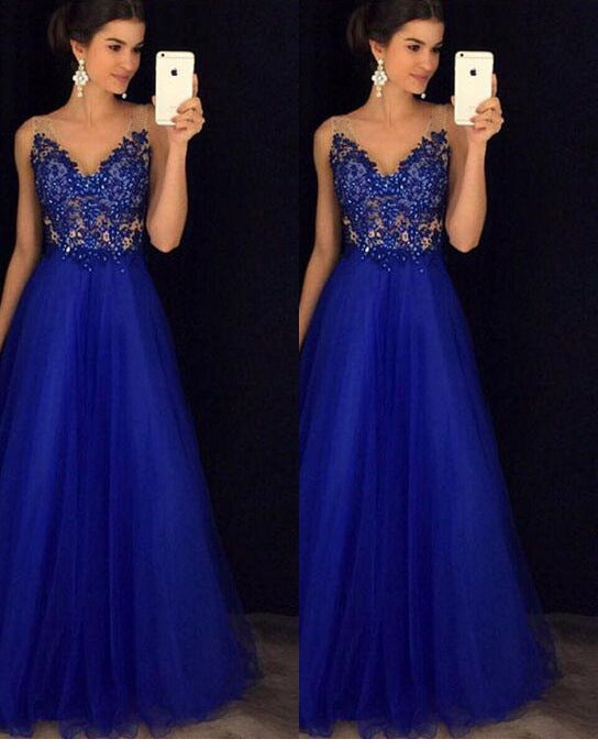 Sophisticated Blue Maxi Gown - Special Occasion Wear - blue M - dress