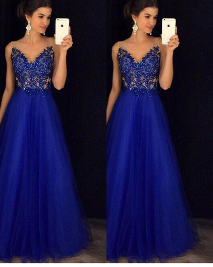 Sophisticated Blue Maxi Gown - Special Occasion Wear - blue M - dress