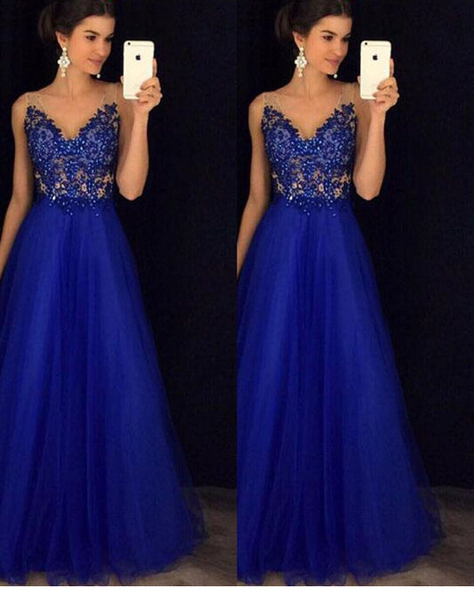Sophisticated Blue Maxi Gown - Special Occasion Wear - blue M - dress