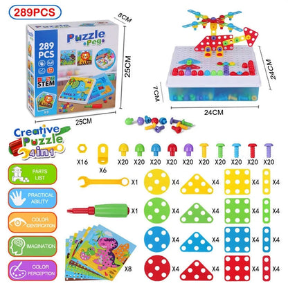 3D Mosaic Puzzle Building Set with Tools - Kia Day Design