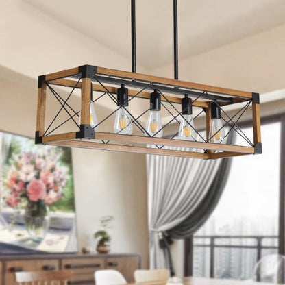 5 Lights Vintage Farmhouse Light Walnut - - light