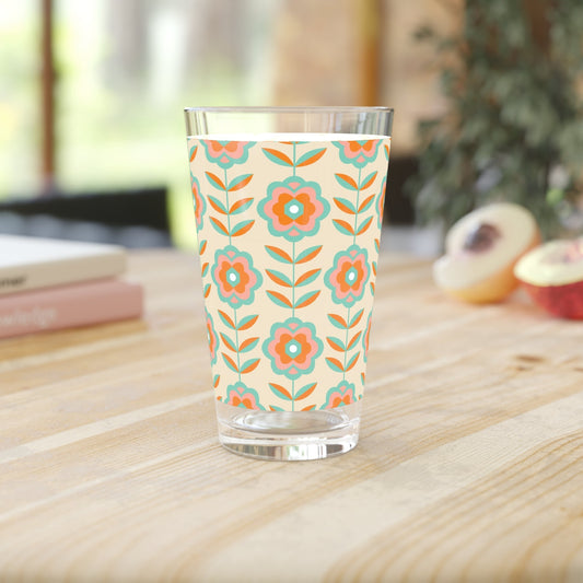 Floral Patterned Pint Glass - 16oz - 16oz - drinkware