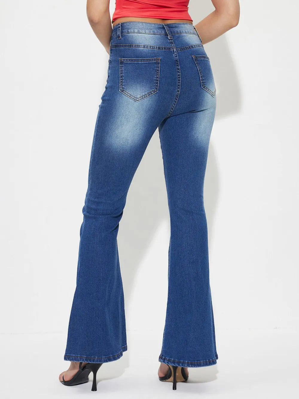 Mid-Rise Waist Bootcut Jeans - -