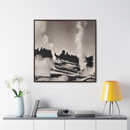 Norris Geyser Yellowstone Gallery Canvas Wraps Square Frame 36″ x 36″ Premium Gallery Wraps (1.25″) Walnut