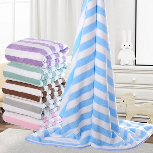 Absorbent Microfiber Stripe Bath Towel