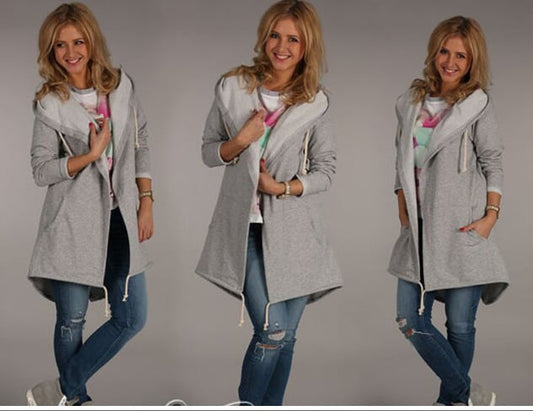 Hooded Long Sleeve Jacket - - jacket