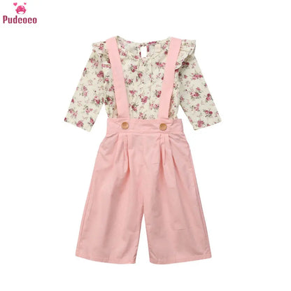 2PC Toddler Floral Top and Pants Overall Outfit