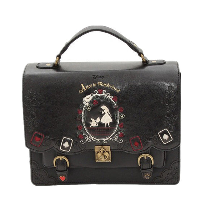 Alice in Wonderland Poker Silhouette Womens Shoulder Bag - Black 26*9*22cm - handbag