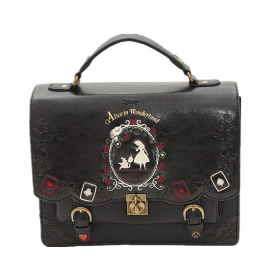 Alice in Wonderland Poker Silhouette Womens Shoulder Bag - Black 26*9*22cm - handbag