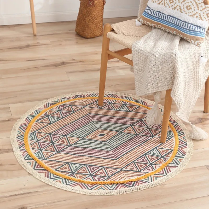 Mandala Round Rugs Custom Tufted Rugs Mat With Tassels