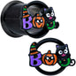 Black Boo Party Halloween Tunnel Plug Set - 10mm (00 Gauge) - PLUG Double Flare