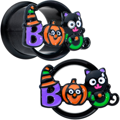 Black Boo Party Halloween Tunnel Plug Set - 12mm (1 2") - PLUG Double Flare