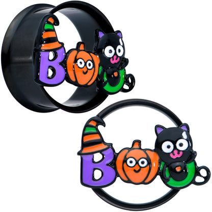 Black Boo Party Halloween Tunnel Plug Set - 22mm (7 8") - PLUG Double Flare