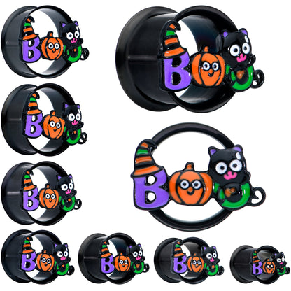 Black Boo Party Halloween Tunnel Plug Set - - PLUG Double Flare