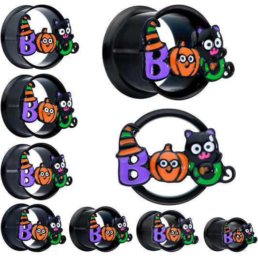 Black Boo Party Halloween Tunnel Plug Set - - PLUG Double Flare
