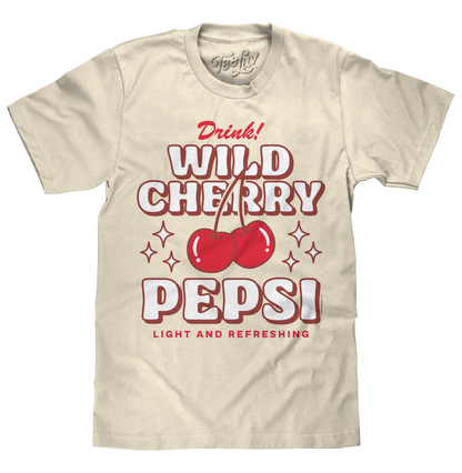 Wild Cherry Pepsi 70s Soda Logo T-Shirt - Cream- Tee Luv- {{Product type}}