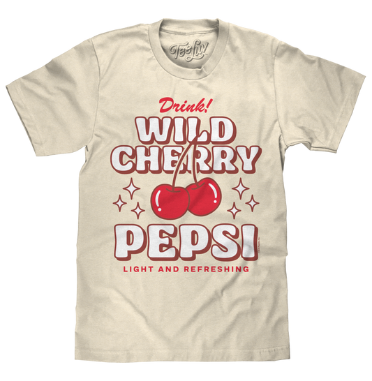 Wild Cherry Pepsi 70s Soda Logo T-Shirt - Cream - - mens tee