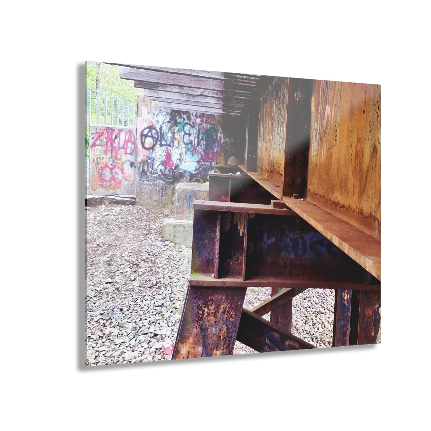 Urban Rust Photography Acrylic Print — Graffiti Underpass Wall Art French Cleat Hanging - 20″ x 16″ (Horizontal) 0.25'' - Home Decor