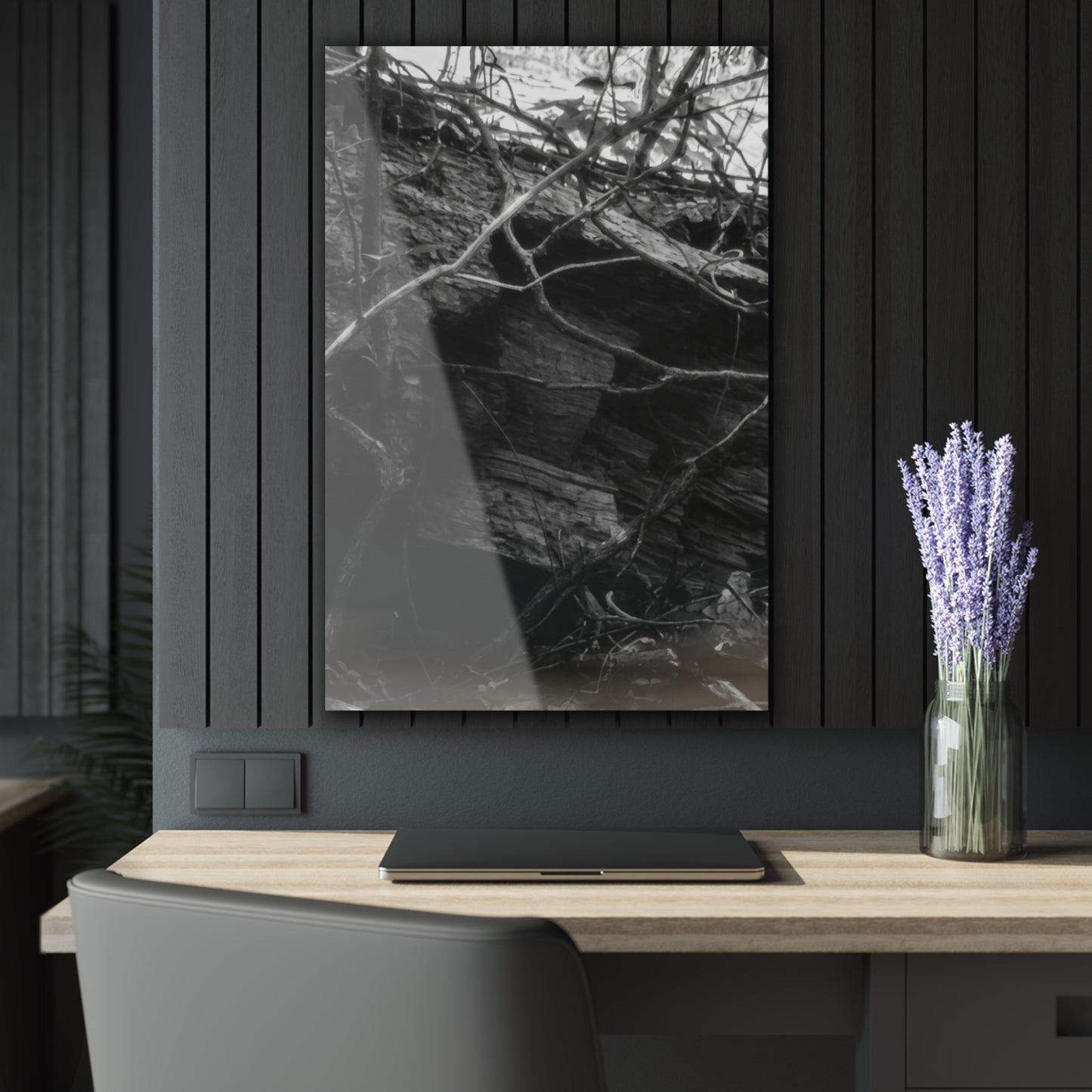Black & White Forest Acrylic Print French Cleat Hang - 24" x 36" (Vertical) 0.25'' - Home Decor