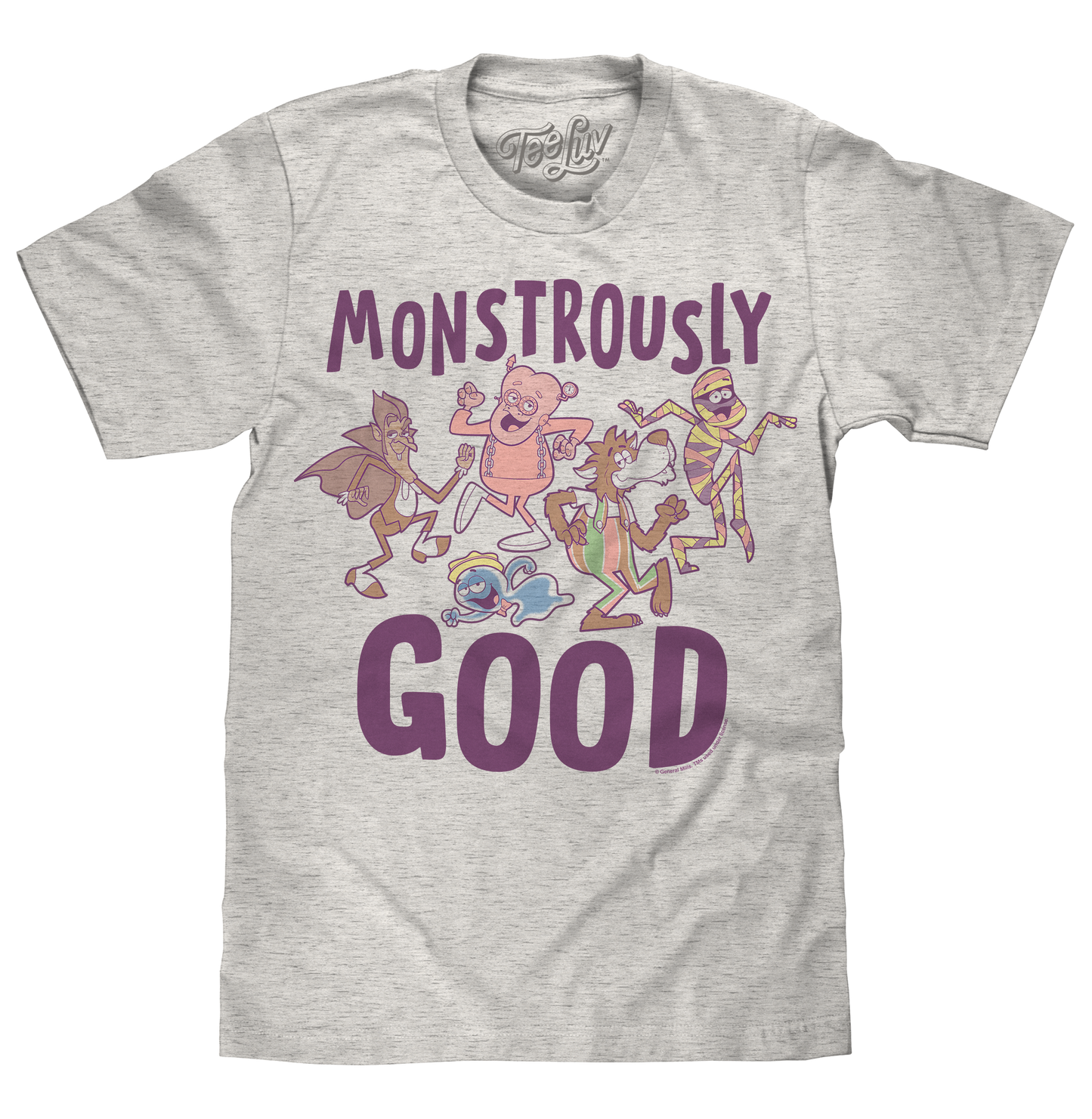 Monstrously Good General Mills Cereal Monster Cartoon Mascots T-Shirt - Heather Oatmeal- Tee Luv- {{Product type}}