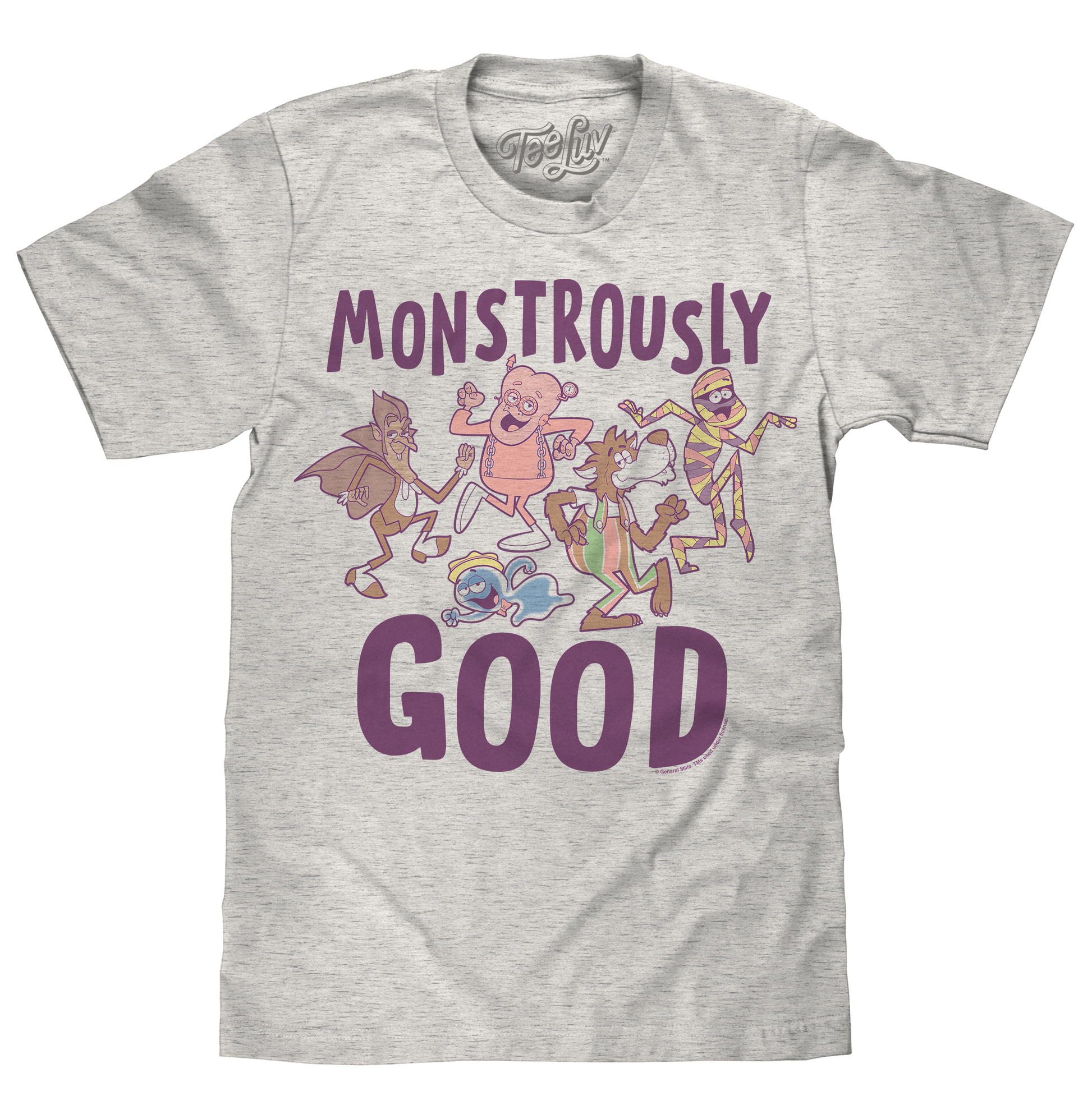 Monstrously Good General Mills Cereal Monster Cartoon Mascots T-Shirt - Heather Oatmeal- Tee Luv- {{Product type}}