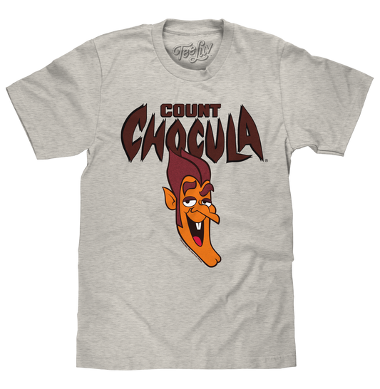 Retro Count Chocula Monster Cereal Mascot T-Shirt - Oat Heather - - Clothing