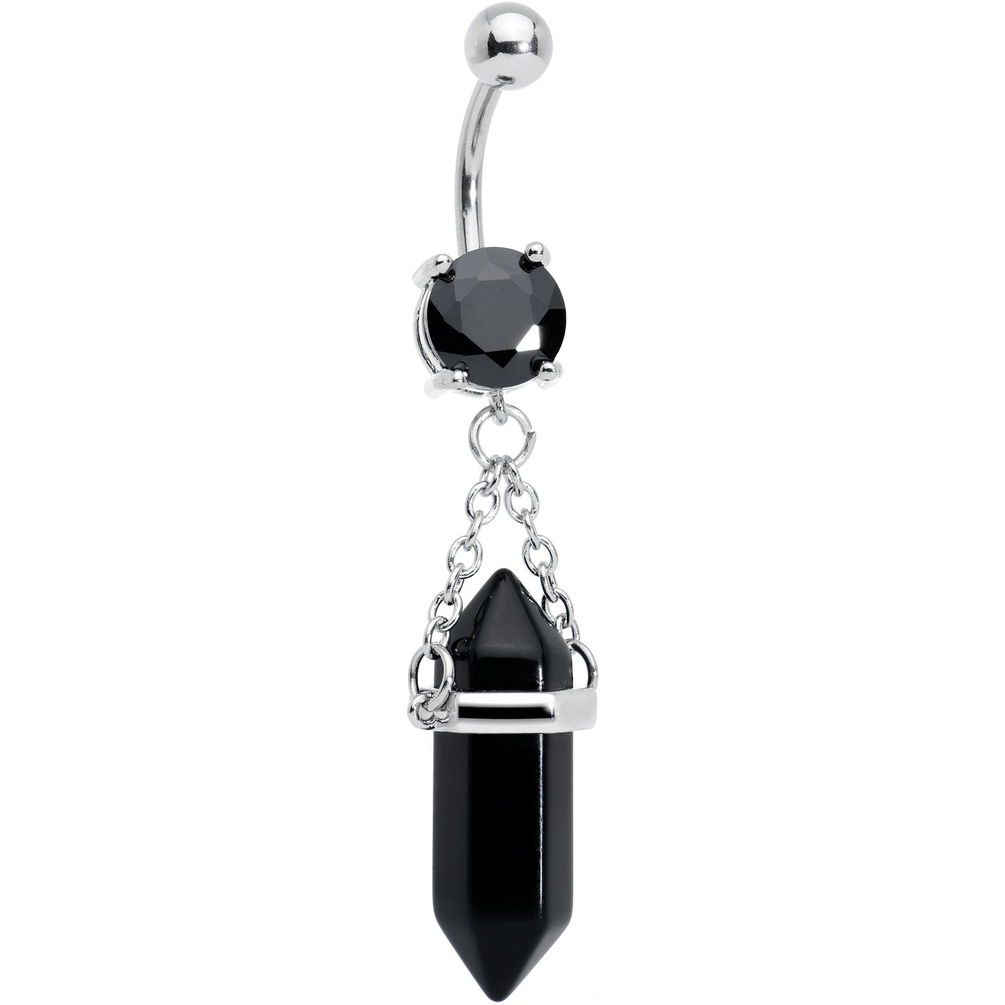 Black Onyx Stone Stone Hippie Dangle Belly Ring - - BELLY RING Dangle