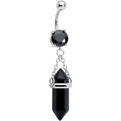 Black Onyx Stone Stone Hippie Dangle Belly Ring - - BELLY RING Dangle