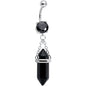 Black Onyx Stone Stone Hippie Dangle Belly Ring - - BELLY RING Dangle