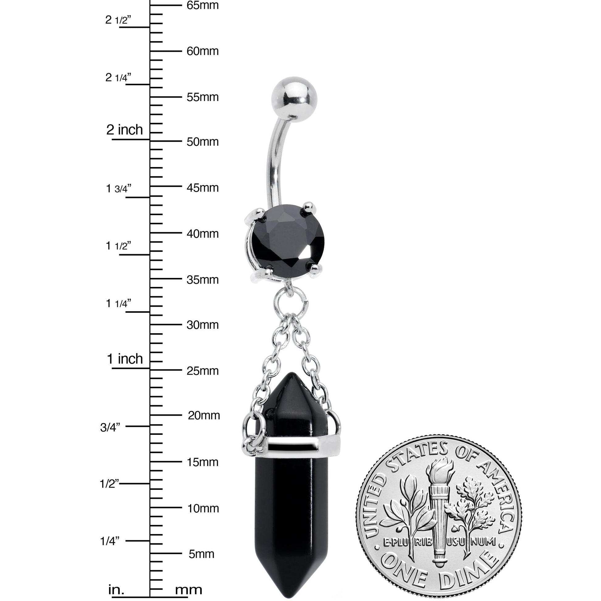 Black Onyx Stone Stone Hippie Dangle Belly Ring - - BELLY RING Dangle