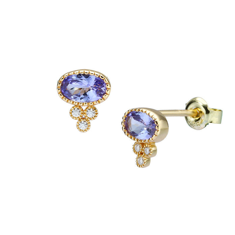 Vintage Style 925 Sterling Silver Garnet Blue Topaz Earrings - Light Purple - earrings
