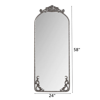 Full Body Arched Mirror With Vintage Carved Applique - - Wall Mirrors