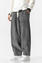 Men's Plus Size Corduroy Wide Leg Casual Pants - Gray -