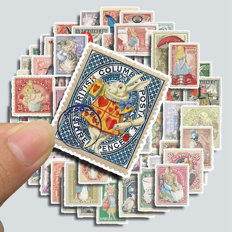 62 PCS Waterproof Alice Garden Stamps Self-Adhesive Stickers - - stickers