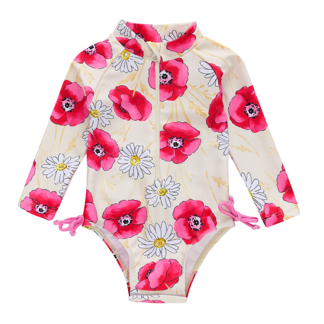 Cute Flower Swimsuit for Baby Girls - 9057 12M - baby swimsuit