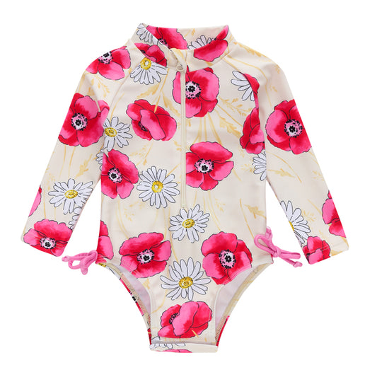 Cute Flower Swimsuit for Baby Girls - 9057 12M - baby swimsuit
