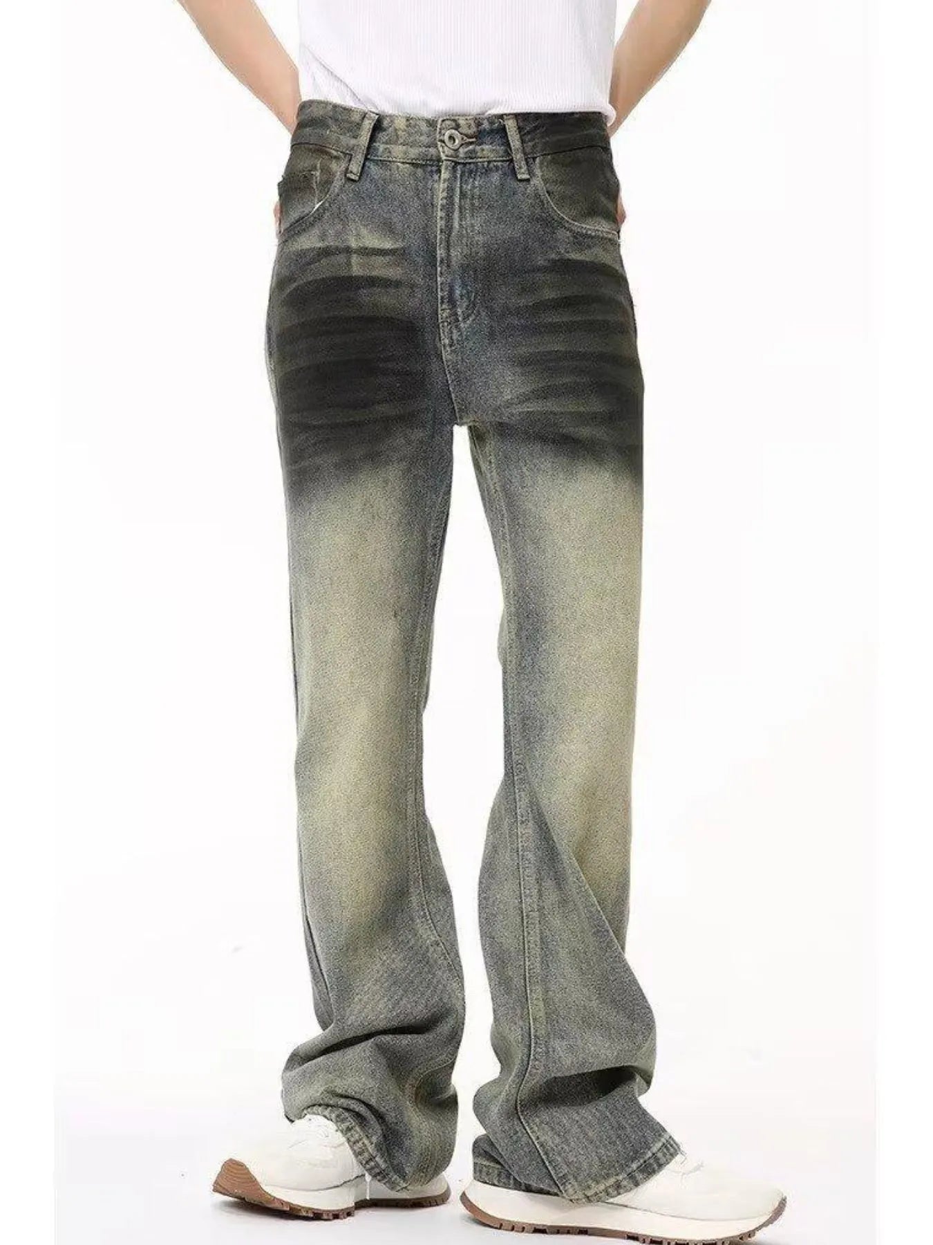 Men's Full Size Fade Loose Fit Jeans Plus Size - -