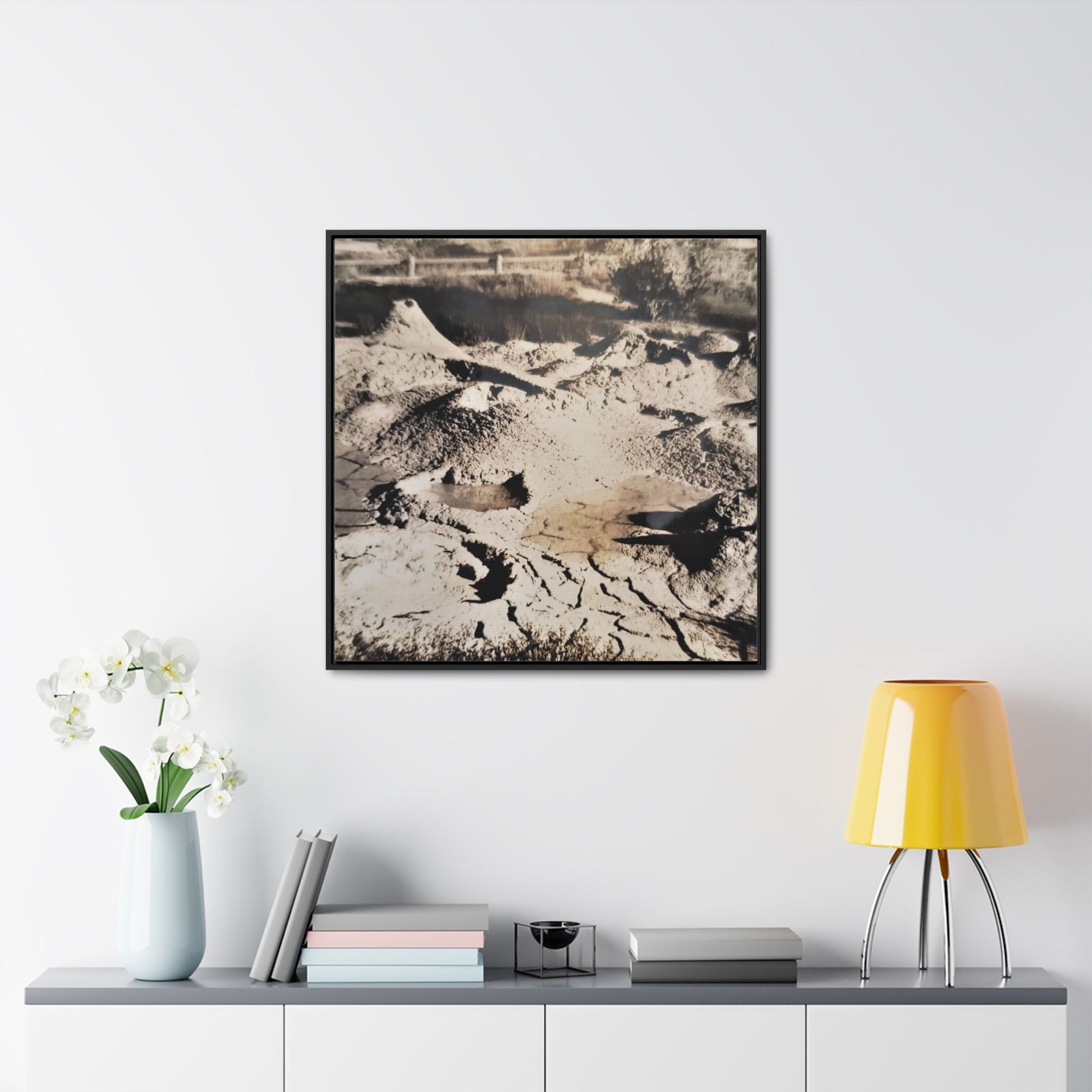 Yellowstone West Thumb Paint Pots Gallery Canvas Wraps Square Frame - 30″ x 30″ 1.25" Black - Canvas