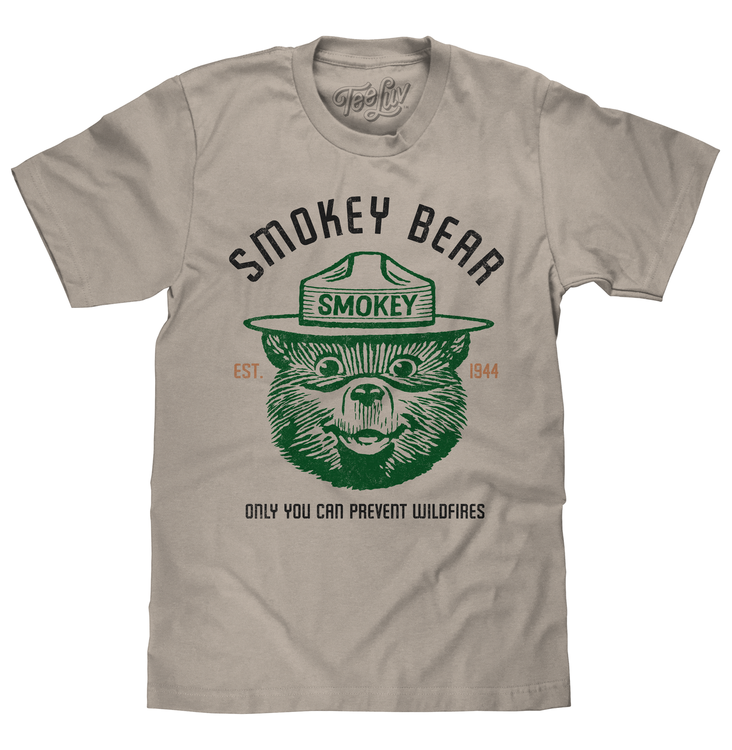 Est 1944 Smokey Bear Shirt Only You Can Prevent Wildfires T-Shirt - Light Gray- Tee Luv- {{Product type}}