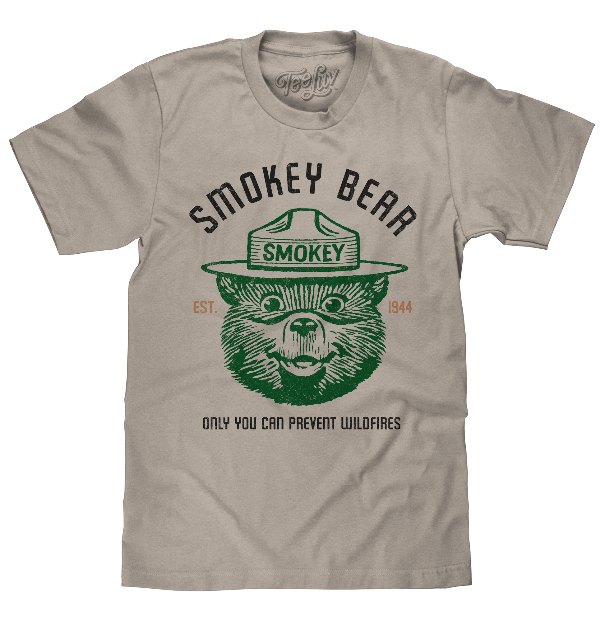 Est 1944 Smokey Bear Shirt Only You Can Prevent Wildfires T-Shirt - Light Gray- Tee Luv- {{Product type}}