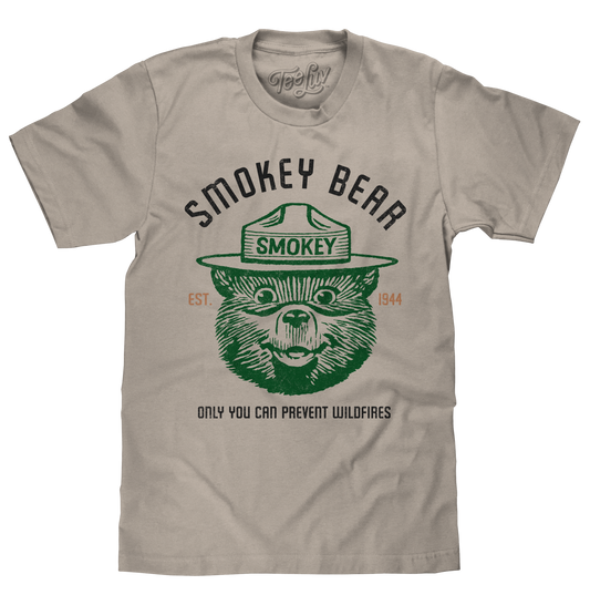 Est 1944 Smokey Bear Shirt Only You Can Prevent Wildfires T-Shirt - Light Gray - - Clothing