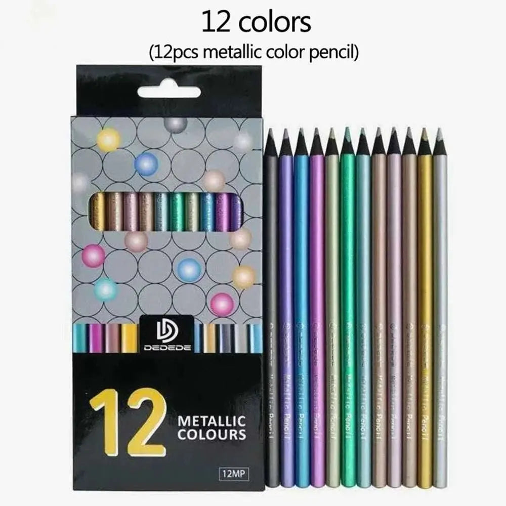 12 Colors Metallic Colored Pencil Set Default Title