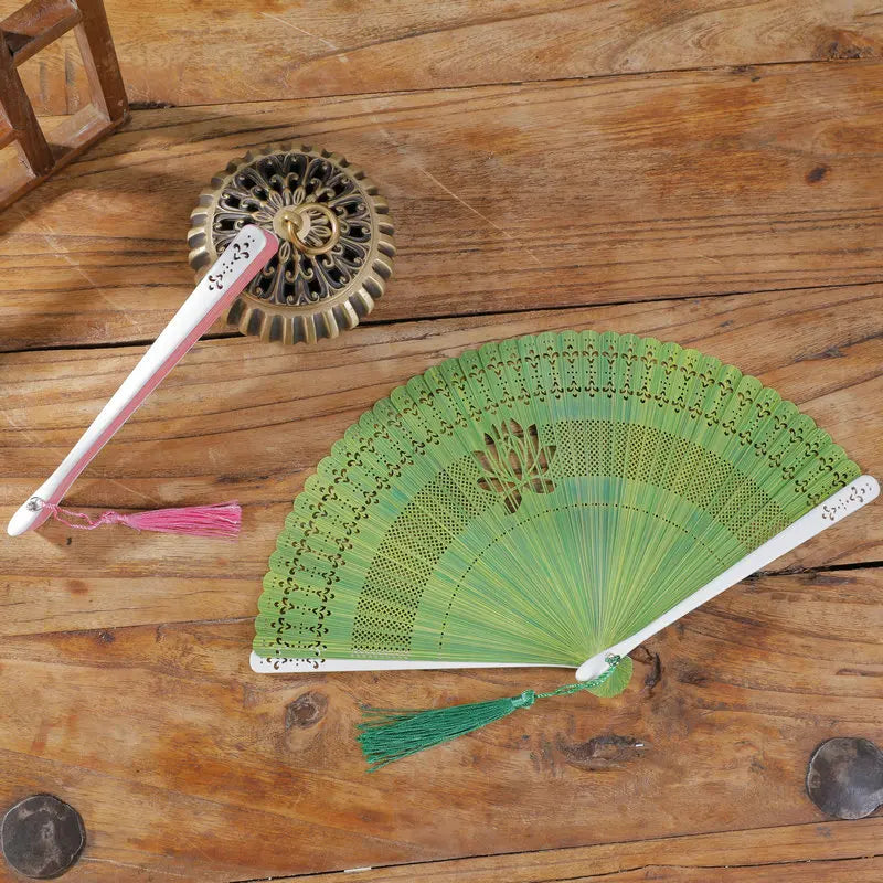New Chinese Super Fairy Lotus Small Fan Hanfu Qipao Women's Hollow Fan Wedding Photography Props Folding Fan - - Fans