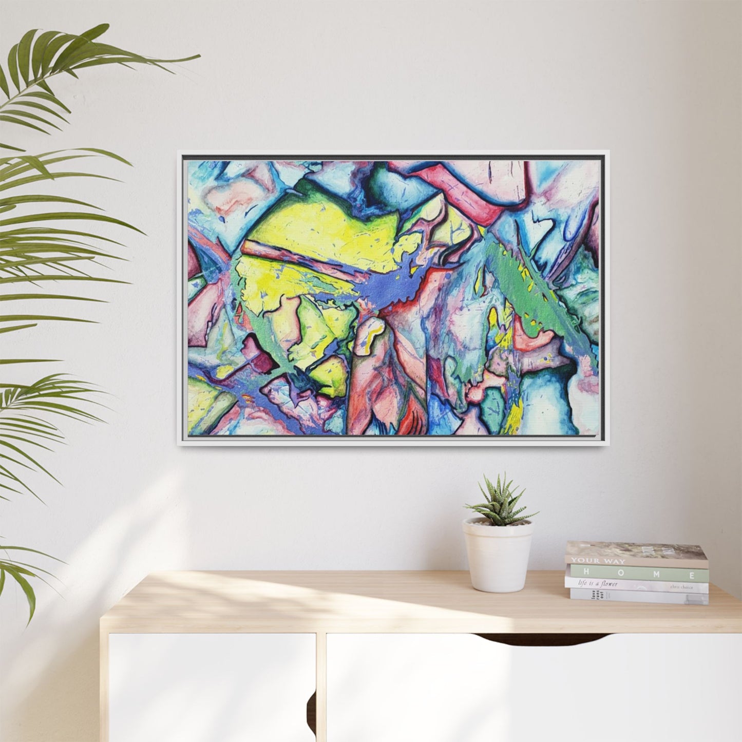 Alien Abstract Colorful Framed Canvas Art - Kia Day Design