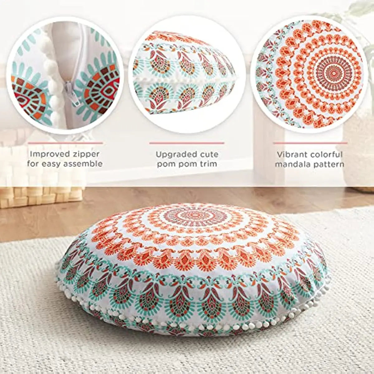 32 Inch Large Meditation Pouf Round Floor Cushion Memory Foam Circle