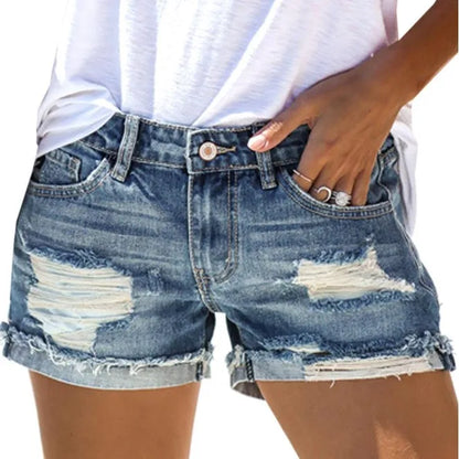 Fashion Women Summer Denim  Shorts With Holes